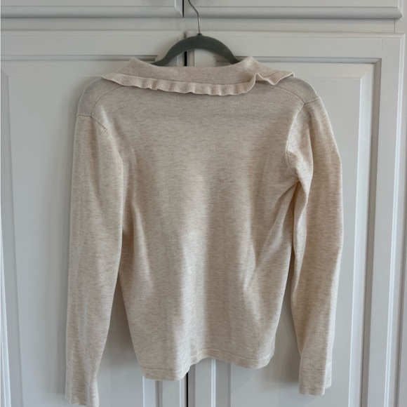 Taylor Tillman Women's Cream Sweater with Ruffled Collar - Picture 3 of 4